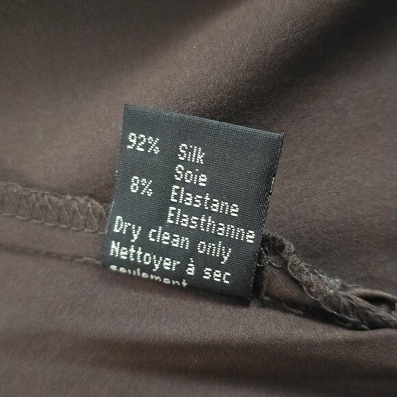 F Carriere Women's Silk Blend Espresso Brown Long Sleeves Button Down Blouse XS - Picture 12 of 16